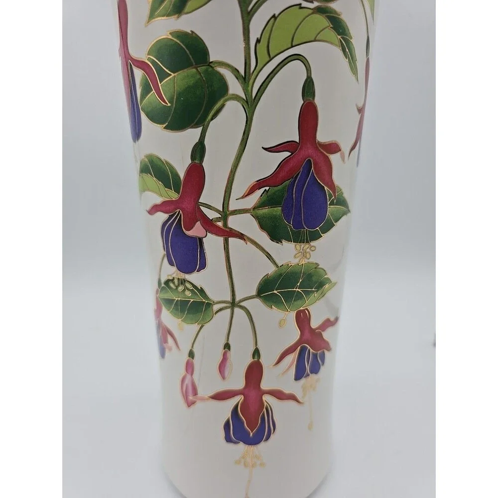 Vintage Japanese Flower Vase Fuchsias Trimmed in Gold Mount Clemens Pottery